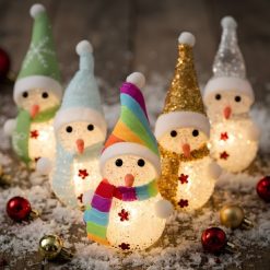 Muñecos de Nieve Navideños con Luces Multicolor