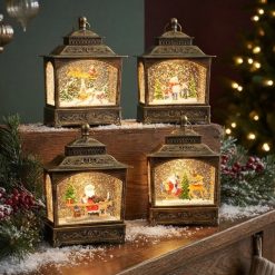 Lámpara Navideña con Nieve en Movimiento y Música – 4 Diseños, USB y Pilas