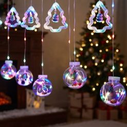 Cascada Led Multicolor 3 Metros con Esferas y Pinos Decorativos