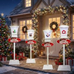 Farol Decorativo Navideño Blanco Led 1,10 Mt. con Movimiento y Sonido