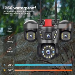 Cámara de Seguridad WIFI PTZ 360° Full HD 3 Cámaras Visión Nocturna