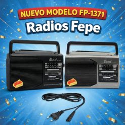 Radio Portátil Vintage Negra y Gris Modelo FP-1371