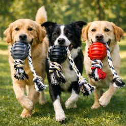 Juguete Interactivo para Perros con Cuerda Gris, Negro y Rojo