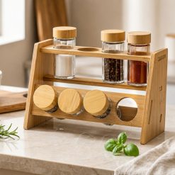 Especiero Organizador con 8 frascos de vidrio de 100 ML