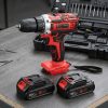Taladro Percutor Inalámbrico JZT con 2 Baterías de 98V. Color Rojo