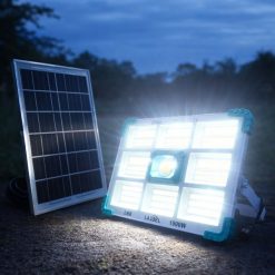Foco Reflector Solar Portátil 1.500w - 374 Led + Control + Panel Solar