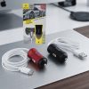 Cargador de Auto con 2 USB + Cable USB-C Rojo y Negro