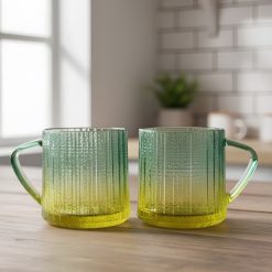 Set de 2 Tazas de Vidrio con Diseño Texturizado