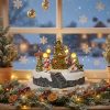 Villa Navideña Árbol de Navidad con Niños Patinando en Movimiento, Luces y Música
