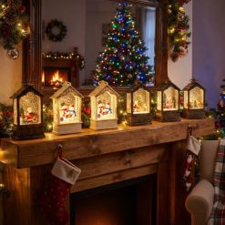 Farol Navideño con Efecto de Nieve en Remolino, Luz Led y Música en 6 Modelos