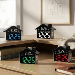 Reloj Despertador Digital Led con Alarmas en Forma de Casa