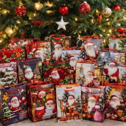 Pack de 12 Bolsas Navideñas de 16 x 12 x 5,5 Cms. Variedad de Diseños