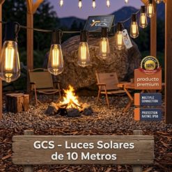 Guirnalda Solar de 10 Mt. con 10 Ampolletas Vintage