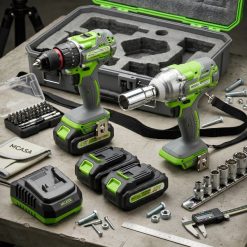 Kit de Taladro con Mandril Metálico MSA-10MM y Llave Impacto MSA-500 MCASA con 2 Baterías