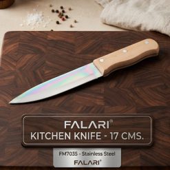 Cuchillo de Cocina de Acero Inoxidable con Mango de Madera Remachado de 17 Cms.