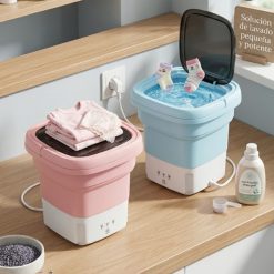 Mini Lavadora Portátil y Plegable de 6 Litros Rosado y Celeste