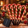 Set de 5 Bastones de Caramelos Navideños Led con Panel Solar